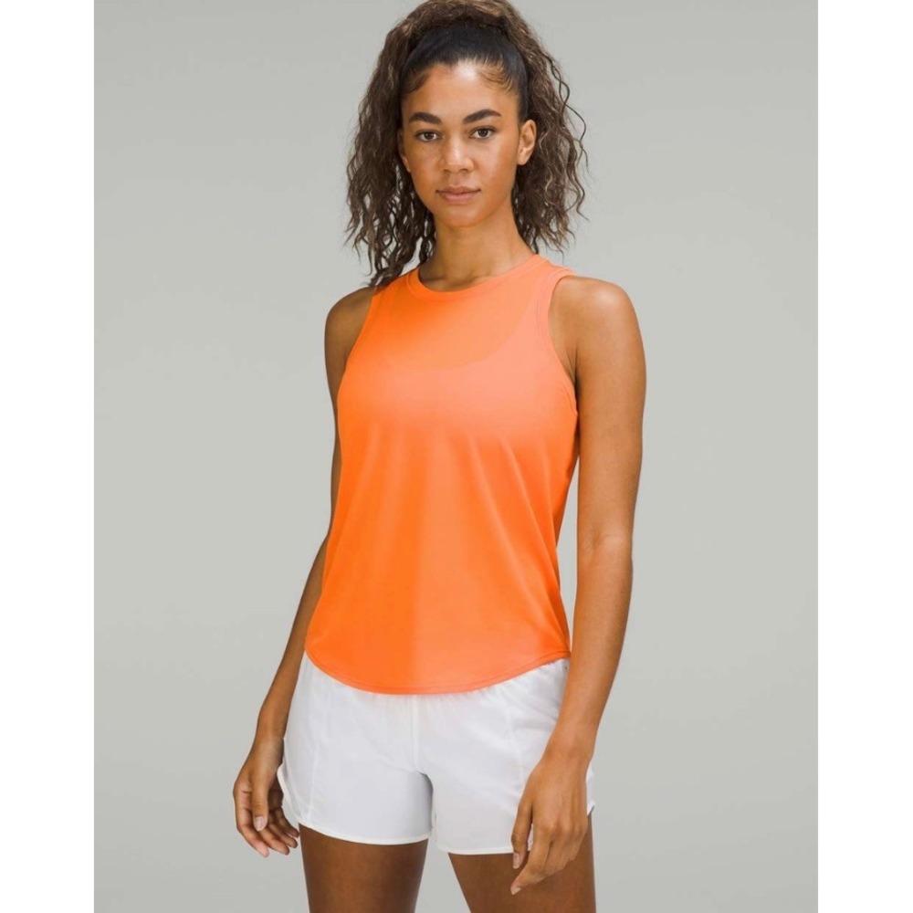 Lululemon‎ High Neck Running Training Tank Women Orange Frappe Athleisure Yoga